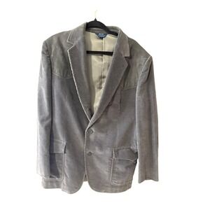 Pen West Pendleton Mens Gray Corduroy Western Blazer Suede Yoke Elbow Patch 44